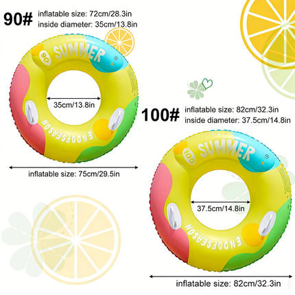 1PC Vibrant Color Thickened Inflatable Swim Ring, Adult Underarm Swimming Ring for Summer