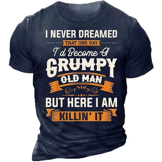 Funny Letter Graphic T Shirt For Men Tee O Neck 3D Print Outdoor Street Short Sleeve Print Clothing Apparel Basic Vintage Top