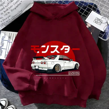 2025 Jdm Style Printed Hoodie Unisex Men Women Casual Fashion Hooded Pullover Sweatshirts Long Sleeves Y2k Streetwear Clothing