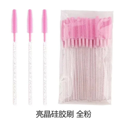 50pcs Crystal Silicone Eyelash Brush Lash Makeup Brushes Eyebrow Comb Eyelashes Extension Spoolie Microbrush Cosmetics Tool