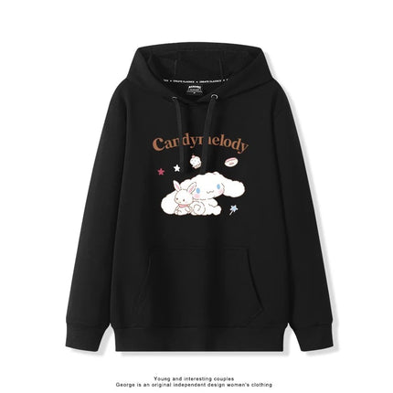 Haze Blue Cute Girl Sweet Heart Cute Girl Holding Toy Rabbit Dog Hooded College Wind Jk Tide Sweater Simple College Style Wear