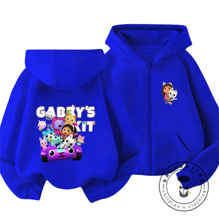 Boys Girls Gabbys Dollhouse Zipper Hoodie 3-14Y Autumn And Winter Cute Kawaii Cartoon Hot Street Warm Casual Kids