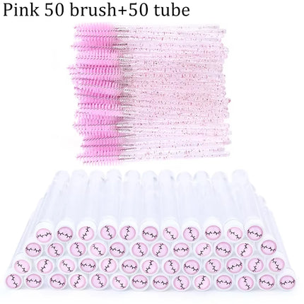 100pcs Diamond Eyebrow Brush Tube Empty Reusable Lash Mascara Wand Case Replaceable Crystal Eyelash Brush Dust-proof Makeup Tool