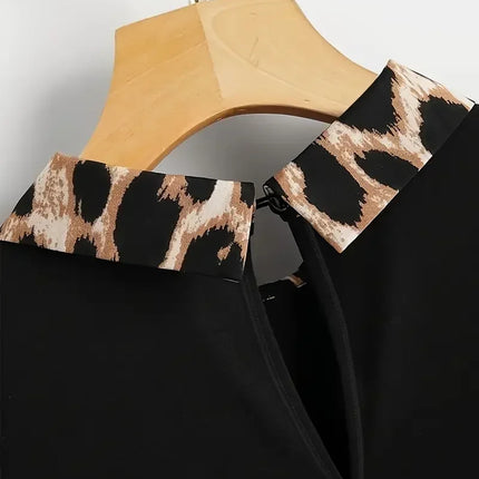 Plus Size Fashion Women's Long Sleeved Leopard Printed Shirt Ladies Spring/Autumn Fashion Lapel Collar Loose Casual Blouse