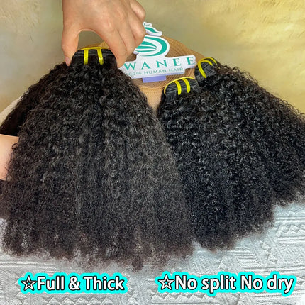 4C Afro Kinky Curly Raw Virgin 100% Human Hair Bundles Double Weft #1B Natural Black Soft Human Hair Weave Bundle Hair 1/3/4PCS