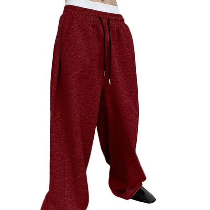 Mens Sweatpants Straight Fit Joggers for Sports and Streetwear Loose Oversized Casual Pant Drawstring Multi-pocket Men Long Pant