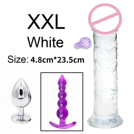 4pcs Anal Black Dildos Massager Stimulator for Women Vagina Big Metal Plug for Women Silicone Dildo Realistic Couples Adult Game