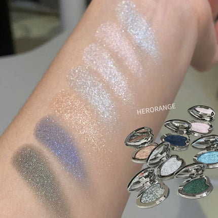 Pearlescent Blue Metallic Eyeshadow Palette Punk Smoky Purple Mashed Potato Waterproof Shimmer Glitter Heart-shaped Eye Shadow