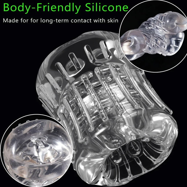 Reusable Male Masturbator Cup Male Masturbator Penis Sleeve Sex Toys Transparent Crystal Vagina Textured Tunnel Pocket Pussy