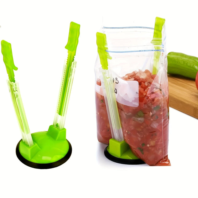 Zipper Bag Holder Plastic Adjustable NonSlip Hands-Free Baggy Rack Kitchen Gadget for Food Prep Freezer Bag Holder Stand Storage