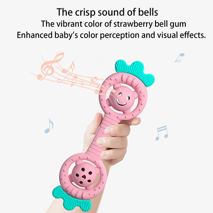 Baby bite glue anti eating hand tool, water boiling grinding tooth stick, silicone strawberry teddy bear, ringing toy
