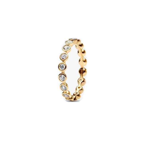 fashion 925 Sterling Silver Oval Cut Zirconium&Heart-Shaped&Double Ring&Bubble Bead Ring Golden Temperament Jewelry