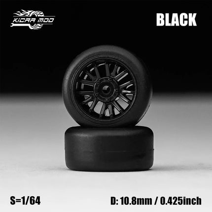 1/64 Model Car Black Wheels with Fixed Rubber Tires Comes with rivets for Diecast Model  Refiting Parts 4pcs 1set