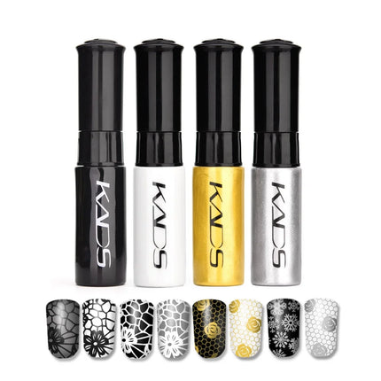 KADS 5/4 Pcs Stamping Varnish Set Nail Stamping Polish Kit Black Nail Art Polish Manicure Stamping Lacquer for Template Nails