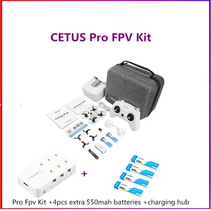 BETAFPV Cetus Pro FPV Kit with Brushless Motors VR02 Goggles Literadio2 SE Transmitter BT2.0 450mah 1S Battery