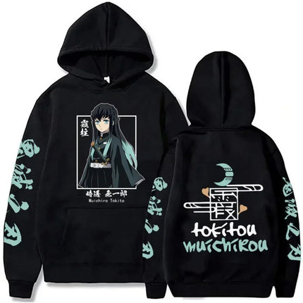 Popular Anime Print Hoodies Demon Slayer Blade Warm Fleece Japanese Street Kamado Nezuko Custom Men's Sweater Pullover Hoodies