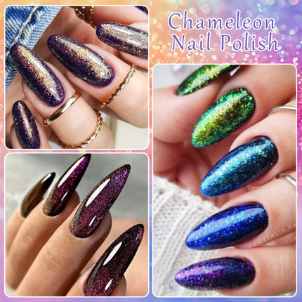 2pcs Chameleon Nail Polish Kit 8ml Natural Dry Saving Time Long Lasting Glitter Nail Art Polish For Manicure DIY Nail Supplies