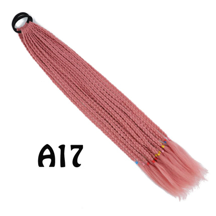 Synthetic Gradient Color Dirty Braided Ponytail Extensions With Elastic Band 24" Rainbow Braid Pony Tail Hairpiece For Girl