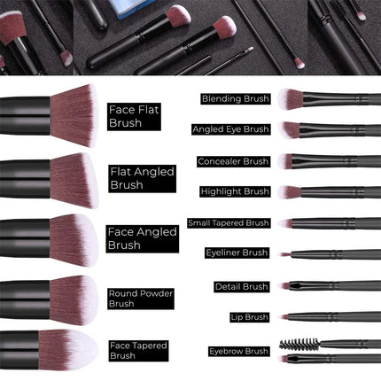 14-16PCS Professional Makeup Brushes Set Premium Makeup Kit Synthetic Hair Foundation Power Eyeshadows Blending Beauty Tools