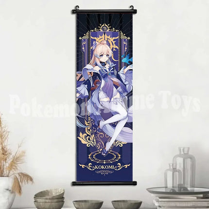 Genshin Impact Poster Anime Hot Games Wall Artwork Hutao Klee Vendi Canvas Painting Print Hanging Scroll Home Decoration Gift