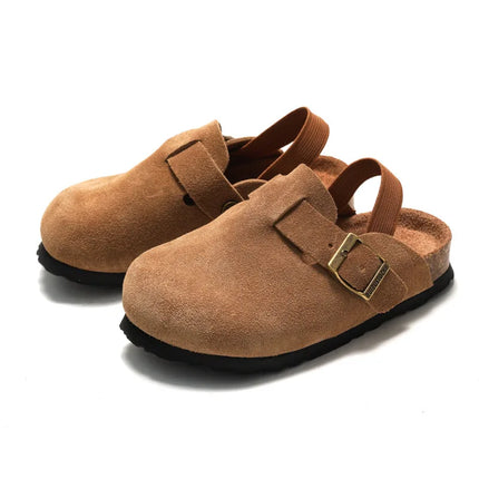 Kidmi Fashion Kids Suede Clogs Slippers Toddler Clogs Boys Girls Sandals Cork Adjustable Buckle Mules With Support Home Slippers