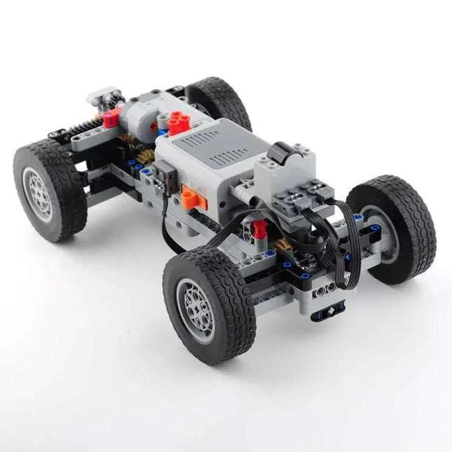4WD Technical RC Car Chassis Electric Bricks Four-Wheel Kit with IR Remote Control/M Servo Motor/AA Battery Box for legoed MOC