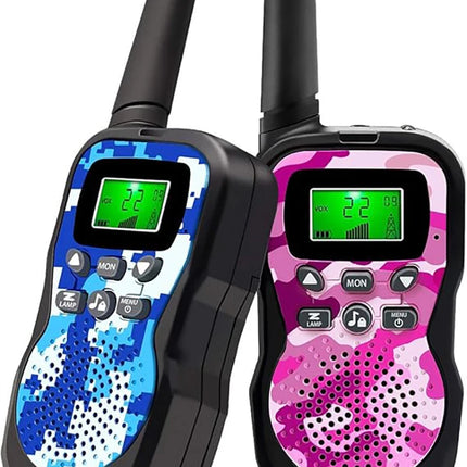 2 Pack Kids Walkie Talkies with Flashlight & LCD Screen, 3 Miles Long Range, Perfect for Outdoor Adventures, Camping and Hiking