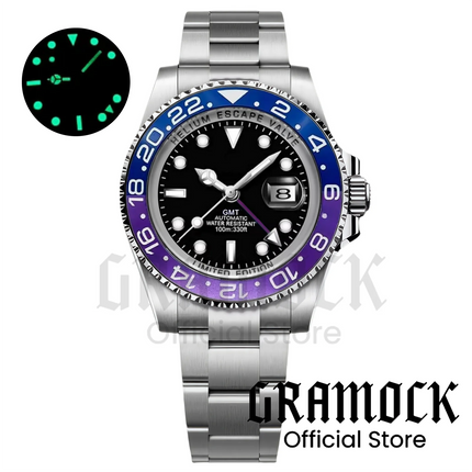 Black Purple GMT Automatic Men Watches 40mm SEA Mechanical Wristwatch Sapphire Glass Polished Strap Steel Diving NH34A Movement