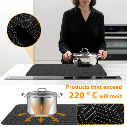 Induction Cooktop Mat Silicone Anti-Scratch Induction CooktopResistant Non-Slip Kitchen Counter Protect Mat Protector Mat Heat