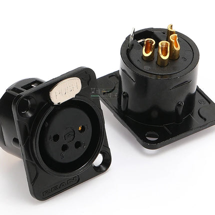 HF XLR Gold plated 4 Pin Male Female Panel  Audio Microphone Jack  Socket Connector D-type Mount Amplifier Receptacle YS1464BG