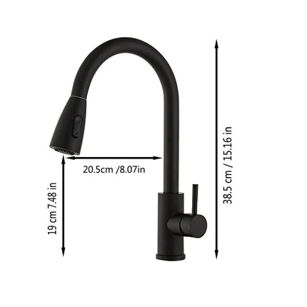 Stainless Steel Lead-Free Environmentally Friendly Kitchen Composite Pull-Out Faucet (Black) With Second Level Water Outlet
