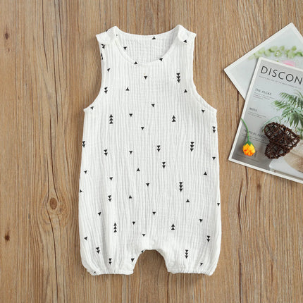 Newborn Infant Baby Boys Girls Rompers Jumpsuits Playsuits Cotton Linen Muslin Sleeveless Toddler Baby Summer Clothing