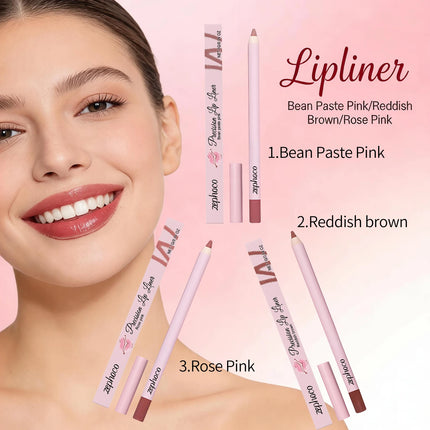3 Colors Lipliner Waterproof Natural and Long-Lasting Color Matte Rose Pink Lipliner Lip Liner Contour Sexy Lip Makeup for Women