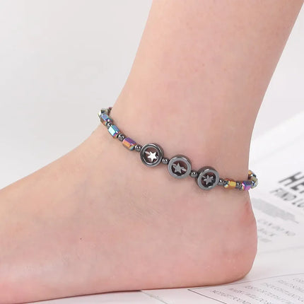 Flat Bead Magnets Magnetic Therapy Bracelets Anklet Pain Relief Slimming Health Jewelry Weight Loss Magnet Anklets for Women Men