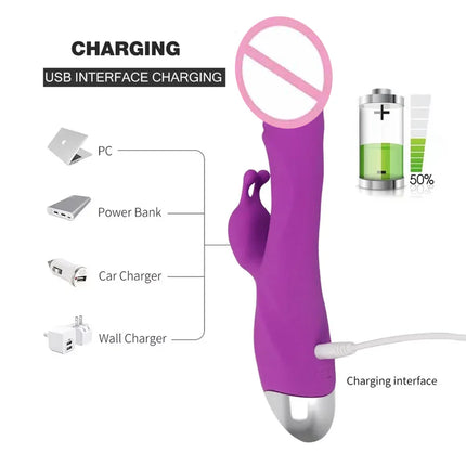 Powerful Rabbit G Spot Vibrator Clitoris Stimulator Vagina Nipple Massage Dildo Female Masturbator Silent Sex Toy for Women 18+