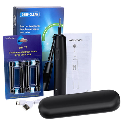 Sonic Electric Toothbrush Rechargeable Rotary Adult Waterproof with Timer 5 Modes & 4 Replaceable Brush Heads for Teeth Cleaning