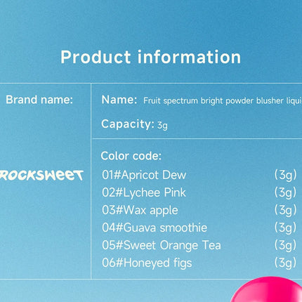 Rock Sweet Liquid blusher Rouge Vitality Pink Blush Brightening Plumping Color for the Face Hot Selling Beauty Product
