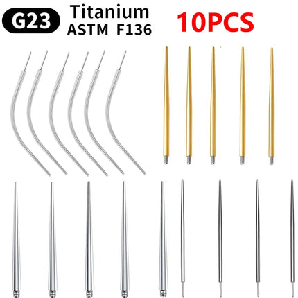 10pcs G23 Titanium Piercing Body Piercing Tool Jewelry Tools Puncture Needle  For Belly Lip Ear Eyebrow Guide Needle Piercing