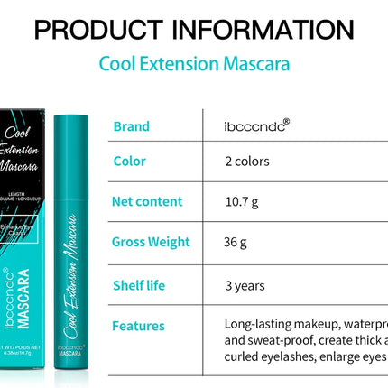 Cool Extension Mascara Eyelashes Long Lasting Curled Sweatproof Mascara Black Silk Fibre Make Up Beauty Korean Cosmetics