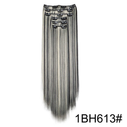 WIGSIN 6Pieces/Set Synthetic 24Inch Long Straight Hair Extension Silky Hairpiece for Women