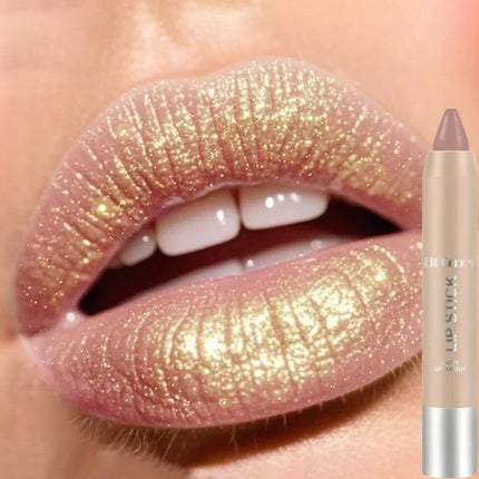 Glitter Pearlescent Crayon Lipstick Quicksand Golden Shining Non-stick Cup Shiny Lip Tint Fine Shimmer Lip Liner Stick Makeup