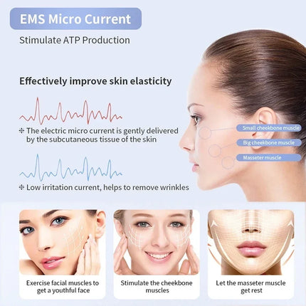 V Face Lift Massage Device Face Contour EMS Massage Double Chin Remove Red Blue Light Heat V-shaped Face Lift Beauty Instrument