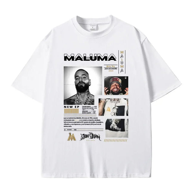 Singer Maluma Music Album Cover T-Shirts Men Women Casual T-Shirt Men's Fashion T-Shirts Hip Hop Rap Streetwear