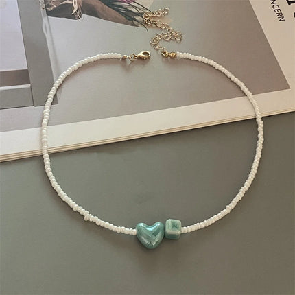 New Fashion Candy Color Choker Necklace for Women Girl Love Heart Square Geometric Short Necklace Seed Bead Neck Jewelry 2026