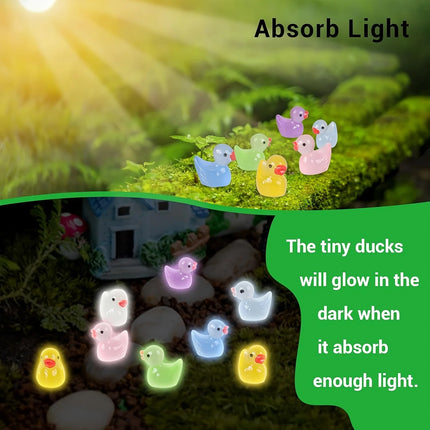 30/60/100PCS Luminous Mini Duck Micro Landscape Access Miniature Figurines Fairy Home Decoration Glow in the Dark Mixed Style