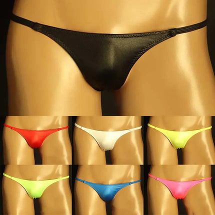 Men Sexy Underwear Silky Low Rise Thongs Breathable Pouch Panties  Underpants Bikini Lingerie Comfortable