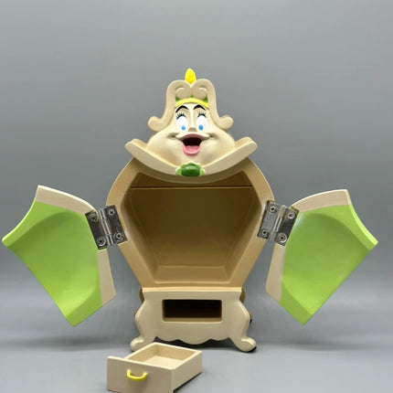 Beauty And The Beast Toys Anime Figure Night Lights Candlesticks Cogsworth Clock Ornaments Collectible Model Gift jewelry box