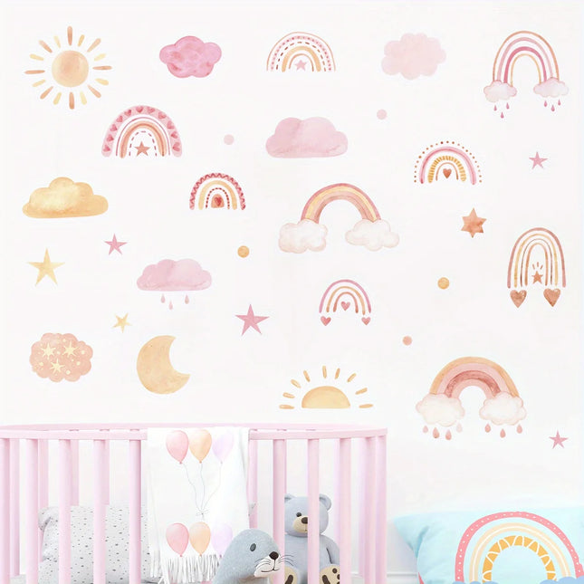 1Pc Cartoon Rainbow Colorful Clouds Princess Theme Wall Stickers for Bedroom Kids Room Decor Living Room Nursery Decoration
