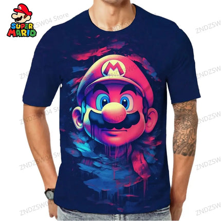 Parent-child Wear Quick Dry Men's Children's T-Shirt Mens Clothes Super Mario T-shirts 2024 110-6XL Y2k Short Sleeve 3D Print