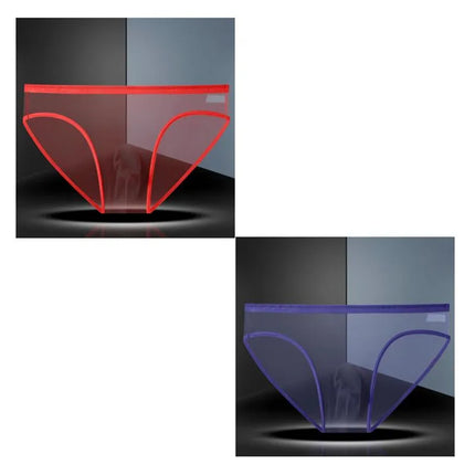 1-2 Pcs Sexy Full Transparent Men's Mesh Underwear Ultra-thin Breathable Ice Silk Seamless Briefs Erotic Male Underpants